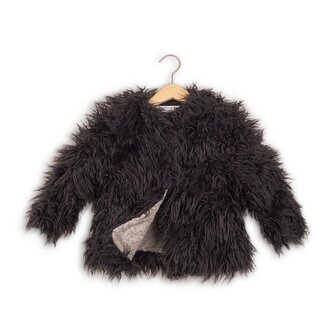 Kabát dívčí chlupatý, Minoti, ROSEWOOD 7, šedá - 140/146