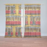 Záclony Pražské historické tramvaje Žlutý Pattern: 2ks 150x250cm