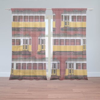 Záclony Lisabonské historické tramvaje Červený Pattern: 2ks 150x250cm