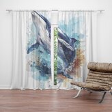 Závěs Akvarelová velryba: 2ks 140x250cm