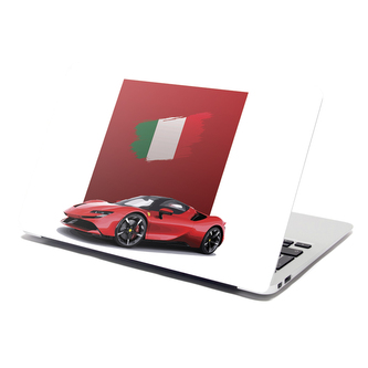 Samolepka na notebook Ferrari Italská vlajka na červeném bloku: 38x26 cm