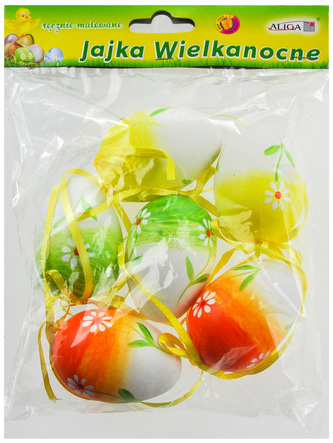 Jajka wielk, plastik 6 cm, ręcznie malowane WPJ-8897, Aliga