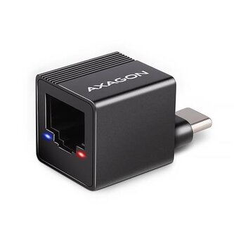 Axagon ADE-MINIC USB-C 3.2 Gen 1 - Gigabit Ethernet MINI síťová karta, Realtek 8153, auto instal, černá