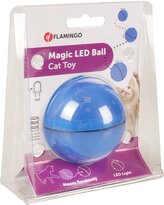 Flamingo interaktivní hračka pro kočky míček s LED modrý průměr 6cm