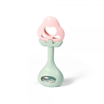 Kousátko s chrastítkem - Jahůdka, pastelová