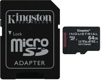 Kingston MicroSDXC karta 64GB microSDXC Industrial C10 A1 pSLC Card + SD Adapter