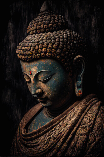 Plakát, Obraz - Portrait of a bronze Buddha, 61 × 91.5 cm