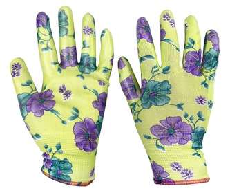 Rukavice zahradní vel. 9 NITRILE flowers green