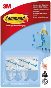 Haki wielokrotnego użytku (17092CLR PL), małe, 2 szt, transparentne, Command, 3M