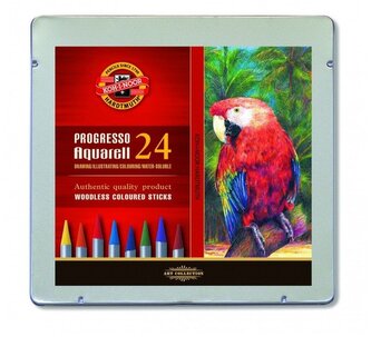 Kredki Progresso aquarel 24-kol. Pudełko metalowe, Koh-I-Noor Kredki Progresso aquarel 24-kol. Pudełko metalowe, Koh-I-Noor