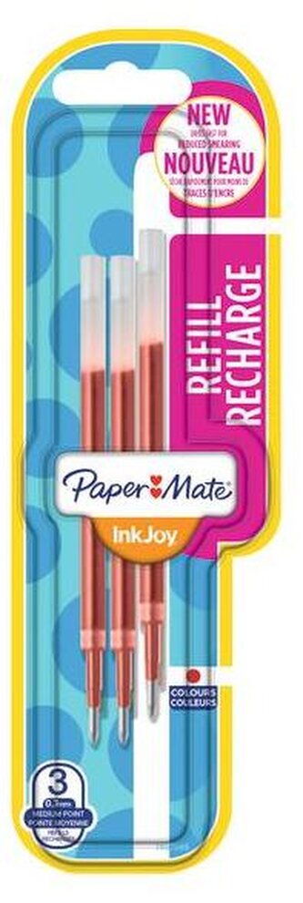 Wkład do długopisu Ink Joy gel czerwony 3szt, Paper Mate