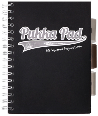 Kołonotes Project Book A5 100k 80g kratka Black & Grey czarny, Pukka Pad