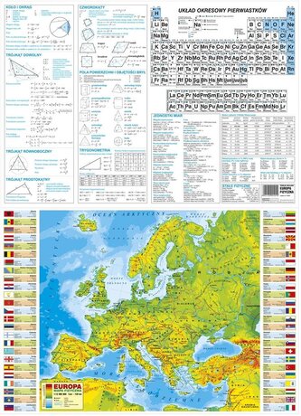 Podkład na biurko mapa Europy fizyczna, Derform
