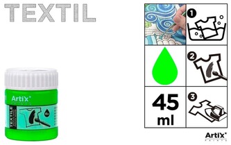 Farba do tkanin 45ml zielona fluorescencyjna Artix PP651-25, Main Paper