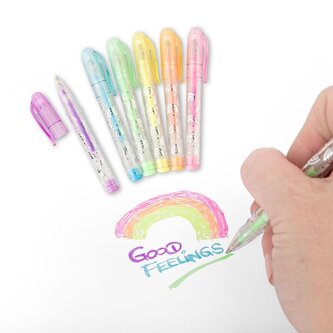 Długopisy żelowe mini 6 szt w etui 2 rodzaje brokat i pastel Good Feelings, Trendhaus