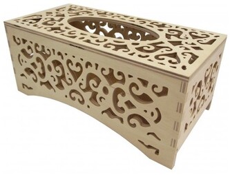 Pojemnik na chusteczki ażurowy - sklejka surowa