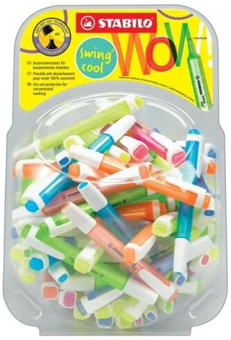 Zakreślacze Swing cool Pastel displ. 100szt., Stabilo