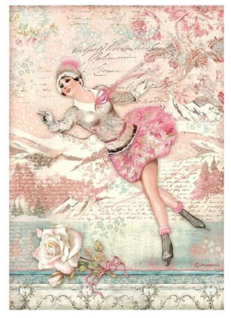 Papier ryżowy A4 Sweet Winter Na łyżwach, Stamperia