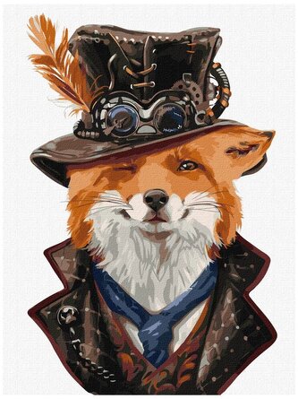 Malowanie po numerkach "Steampunkowy lis" 30x40cm, Ideyka