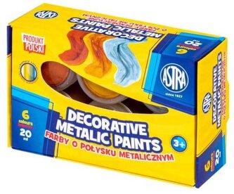 Farby dekoracyjne o połysku metalicznym 6 kol x 20 ml standard box, Astra