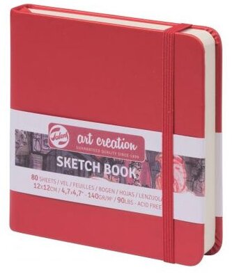 Szkicownik 12x12 cm 140g 80k. opr. twarda z gumką czerw. ArtCreation, Talens