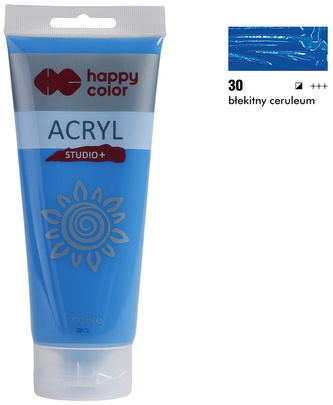 Farba akrylowa Studio 200ml, błękitny ceruleum, Happy Color