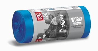 Worki na śmieci 60L z uszami niebieskie rolka 20 szt., Anna Zaradna