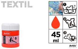 Farba do tkanin 45ml ciemnopomarańczowa Artix PP651-06, Main Paper