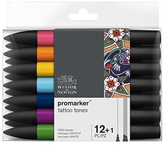 Markery dwustr. okr./ścięty ProMarker zest. 12+1szt. Tattoo Tones 290162, Winsor&Newton;