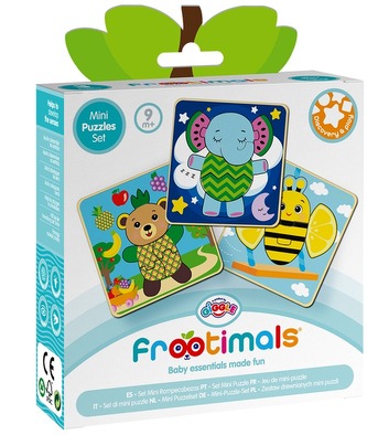 Puzzle drewniane mini zwierzątka 3 szt. 9M+ Frootimals, Kids