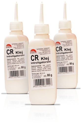 Klej introligatorski CR butelka 80 g. z dozownikiem, Sp. Jedność