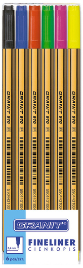 Cienkopisy 0.4 mm C970 6-kol. w etui, Granit