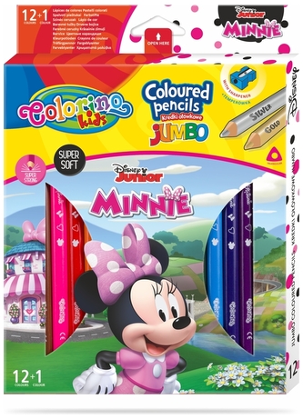 Kredki ołówkowe trójkątne 12+1-kol. Jumbo Disney Kids Colorino Minnie, Patio