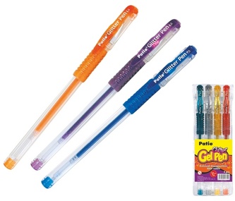 Długopisy żelowe 4-kol. brokatowe, Patio