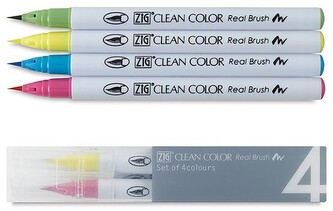 Zestaw Markerów Clean Color Real Brush 4  Set Pop, Kuretake