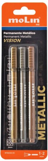 Markery permanentne Viva metaliczne 3 kol., Molin