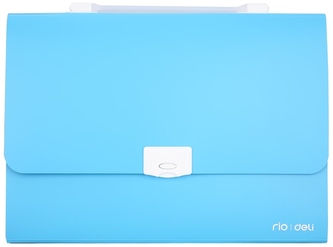 Teczka z rączką białą 7-przegródek Rio niebieska, Deli
