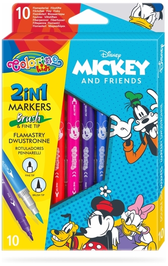 Flamastry 10-kol. dwustronne Disney Kids Mickey Colorino, Patio