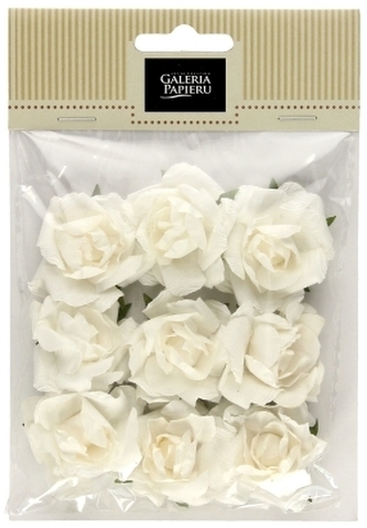 Kwiaty samoprzylepne papierowe Róże op. 9 szt białe, Galeria Papieru