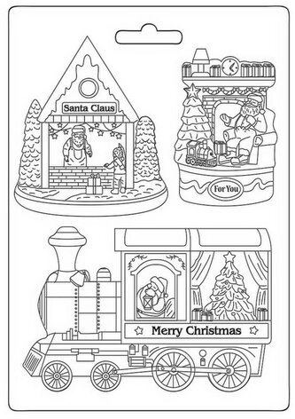 Foremka A5 tekstura Christmas pociąg i inne, Stamperia