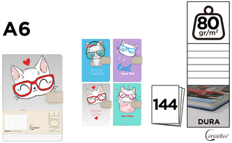 Notatnik A6 144 strony z zapięciem Cervantes PB476-10, Main Paper