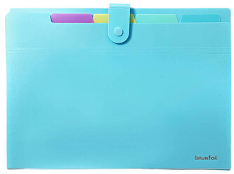 Teczka harmonijkowa A4 PP 5 przegródek pastel niebieska, Biurfol