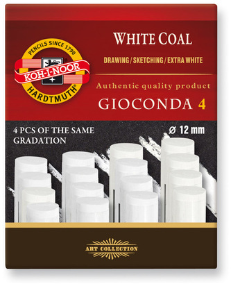 Węgiel prasowany średni 12mm op. 4szt biały 8692/1, Koh-I-Noor