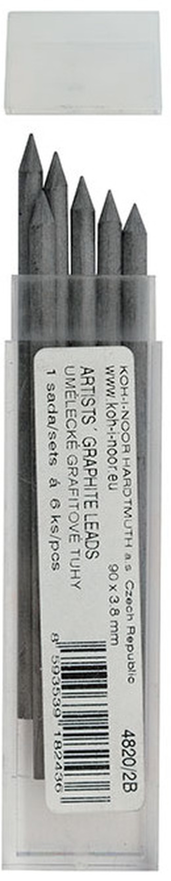 Grafity 3,8mm 2B Grafitowy Artystyczny pud. 6 szt., Koh-I-Noor