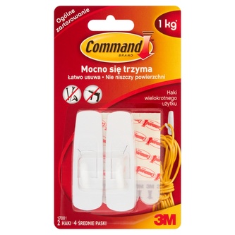 Haczyki samoprzylepne średnie białe 17001 PL 2 szt. Command, 3M