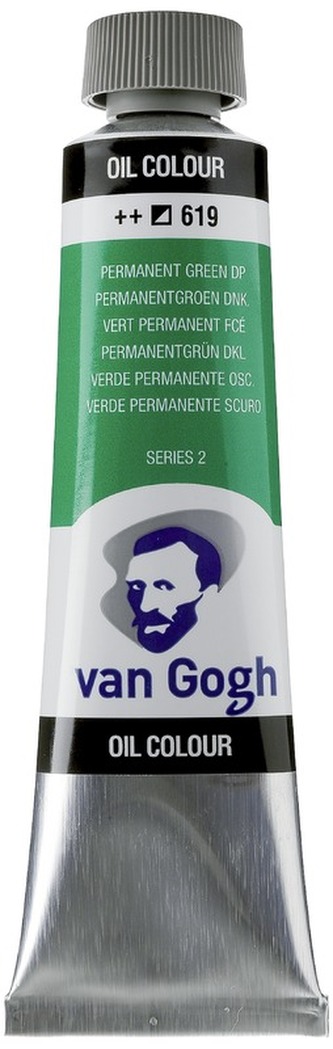 Farba olejna Van Gogh, 40ml Permanent Green Deep 619, Talens