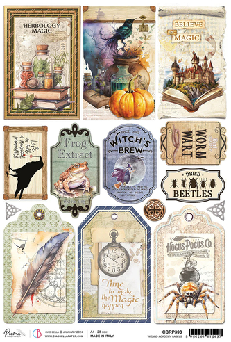 Papier ryżowy A4 Wizard Academy labels, Stamperia