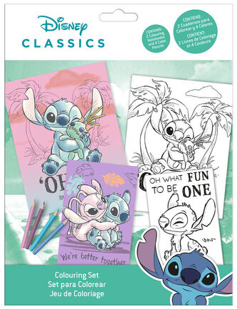 Zestaw do kolorowania - 2 kolorowanki 4 kredki Stitch, Kids
