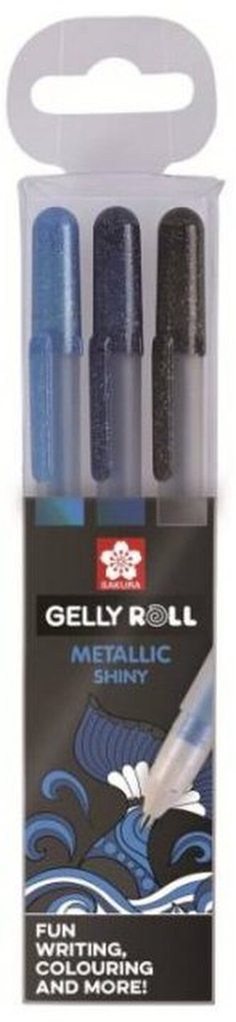 Długopisy żelowe Gelly Roll kpl. 3 szt.Ocean metallic odcienie niebieskiego,Sakura