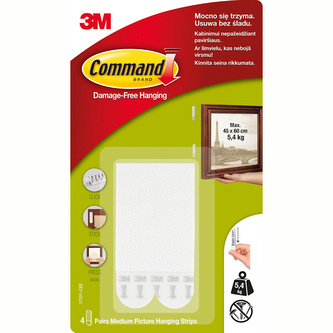 Rzepy samoprzylepne średnie białe do 5,4 kg 17201 CEE 4 szt. Command, 3M